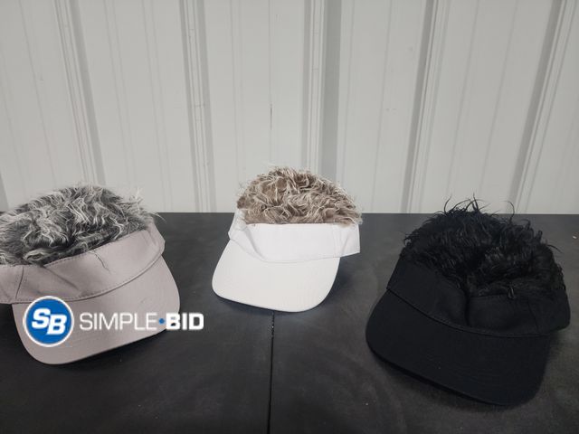 Lot 58-15838 - Lot of (3) Men's Novelty Baseball Caps with Hair Coming out of the Top