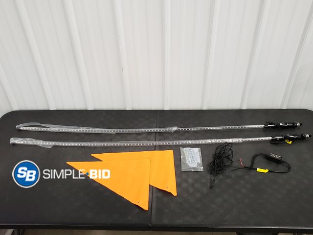 Lot 58-78365 - Set of (2) 4ft RGB LED Whip Lights for UTV/ATV - RF Wireless Remote - Flag - New