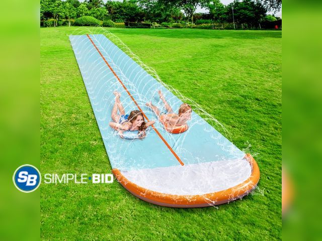 Lot 58-27200 - New SYNCFUN 32.5ft Extra Long Water Slide and 2 Inflatable Boards, Water Slides Waterslide Slip with...