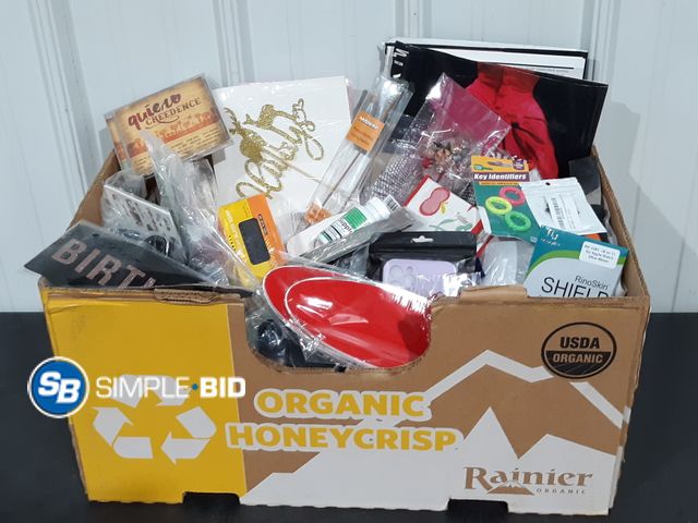Lot 58-26971 - BOX of Small amazon items and more - variety of items - unused