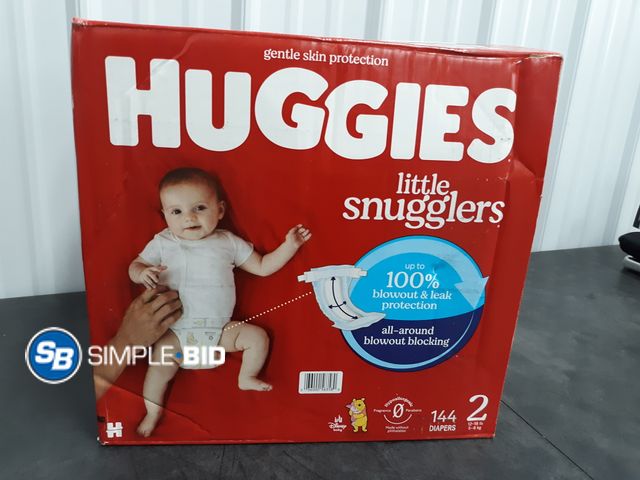 Lot 58-38036 - DIAPERS! New HUGGIES SIZE 2 12-18lbs - 144 diapers