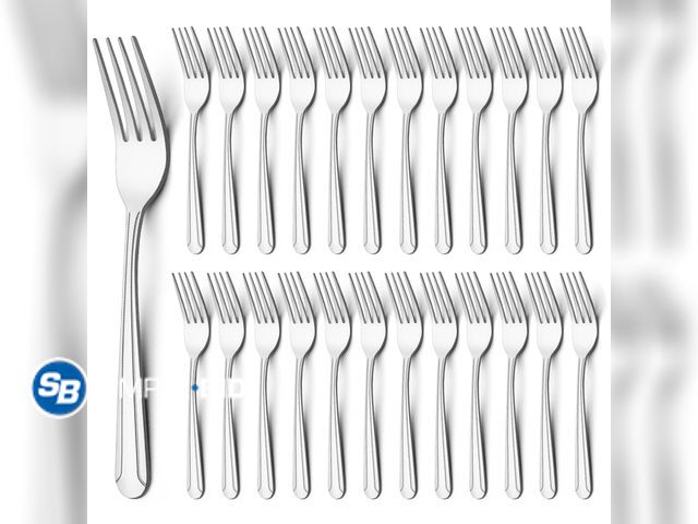 Lot 58-54645 - New Bestdin 24 Pieces Forks Set, 8.2" Stainless Steel Dinner Forks Silverware, Pattern Design Mirror...