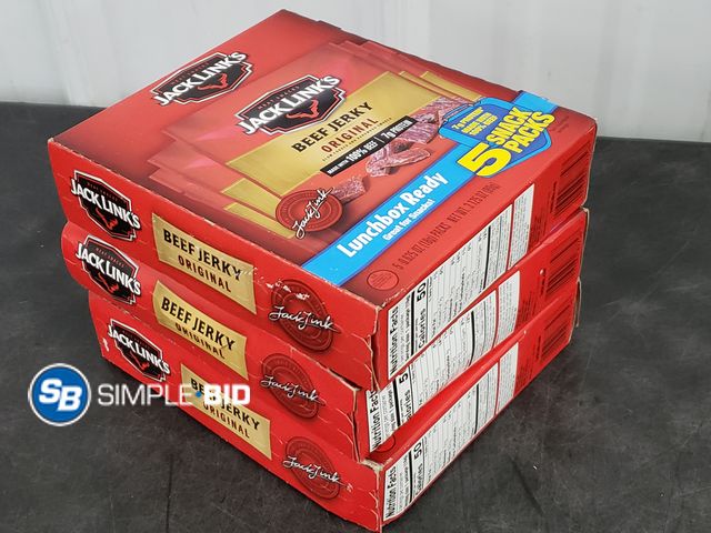 Lot 58-80543 - Lot of (3) Jack Link's 100% Beef Original Beef Jerky .625oz 5 Count Box - unopened ~ expired