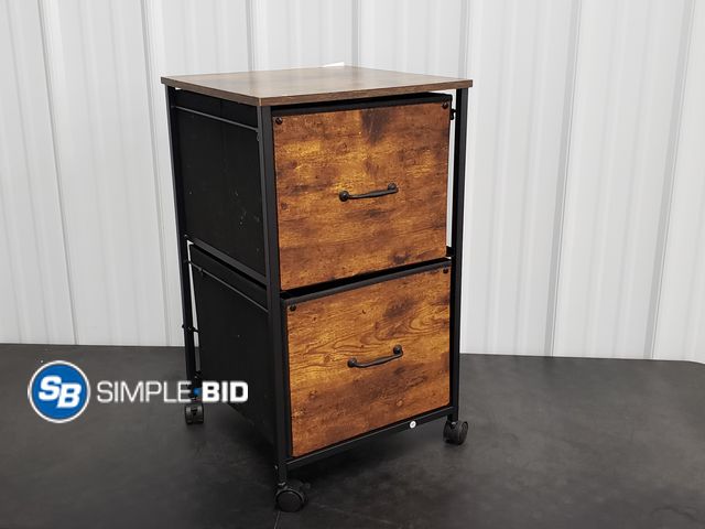 Lot 58-74701 - Decorative 2 Drawer File Cabinet with Wheels - light use - approx. 27" x 16"