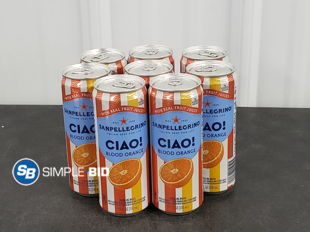 Lot 58-30371 - SANPELLEGRINO Lot of (8) Sanpellegrino CIAO! BLOOD ORANGE sparkling water 11.15 fl oz each - unopene...