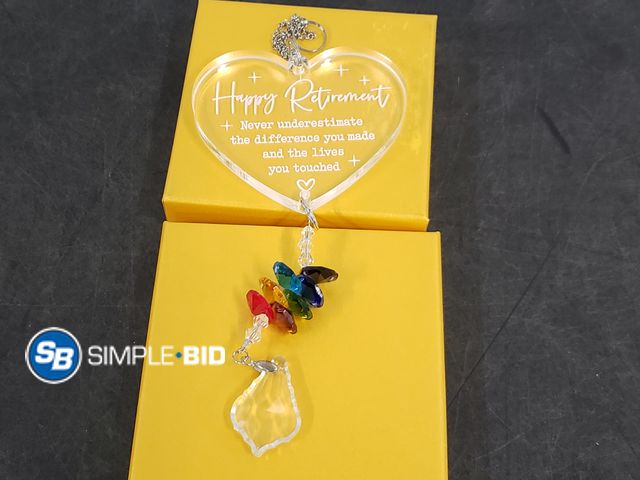 Lot 58-78212 - Lot of (7) New HAPPY RETIREMENT - Crystal Sun catcher -- Never underestimate the difference you made...