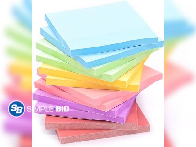 Lot 58-61346 - New YISAN Sticky Notes 3x3 Inch, Pastel Colors,12 Pads Self-Stick Pad,50 Sheet/Pad for Office,Home,7...