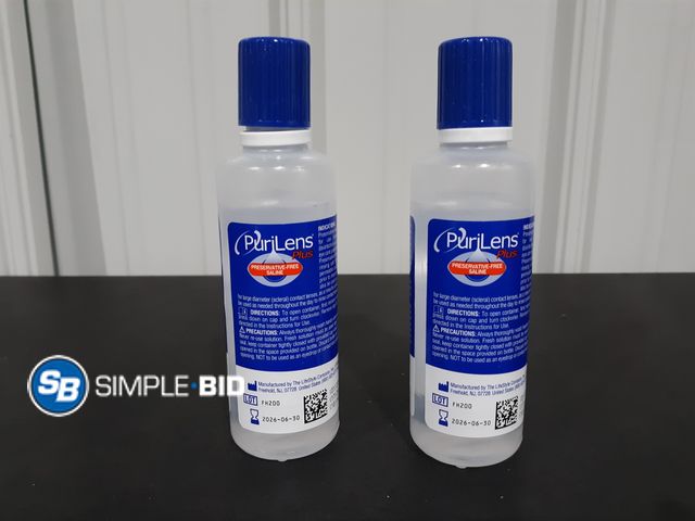 Lot 58-21665 - Lot of (2) New PuriLens Plus Preservative Free Saline Contact Lens Solution 4 oz each