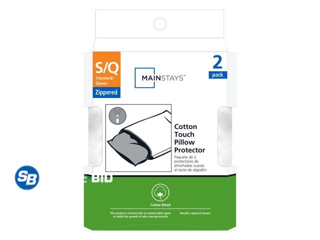 Lot 58-27083 - Lot of (4) New Mainstays Cotton Touch Pillow Cover Protector, Standard/Queen, White- Zippered 2 Pack...