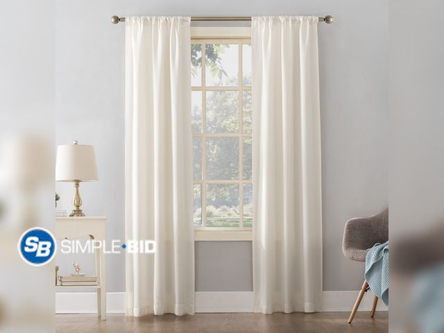 Lot 58-21622 - New Mainstays Textured Solid Rod Pocket Curtain, Single Panel, Cream, 38"W x 84"L