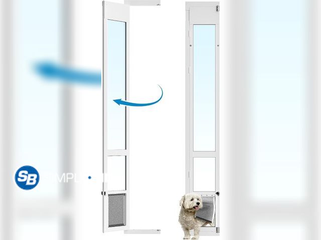 Lot 58-76051 - New Medium Dog Door for Sliding Glass Doors, Adjustable Height 75 7/8" to 81", All-Metal Framed, Per...