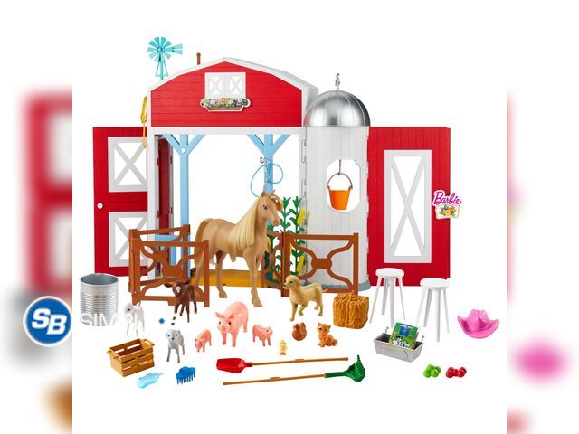 Lot 58-51536 - New Barbie Horse Barn Playset with 25+ Feeding &amp; Grooming Accessories