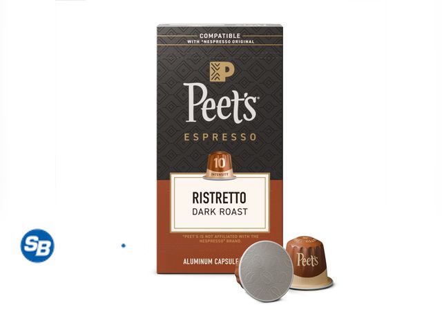 Lot 58-66961 - Peet's Coffee Ristretto Premium Dark Roast Intensity 10 Espresso Coffee Pods, 10 Count - unopened