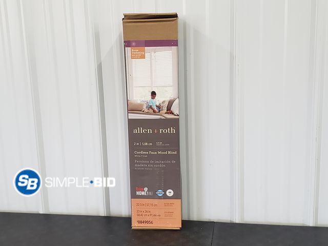 Lot 58-68223 - Allen+Roth 2" Cordless Faux Wood Blinds - appears unused 23 x 36"