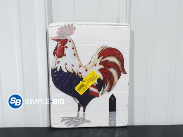 Lot 58-27011 - New Rooster Garden Statue 12" 2D Graphic metal sign
