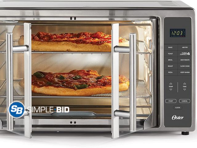 Lot 58-37138 - Oster Extra-Large French Door Digital Air Fry Oven, Stainless Steel - Dented from Shipping - Appears...