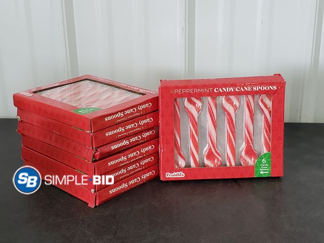 Lot 58-83366 - Lot of (7) Peppermint Candy Cane Spoons - 6 in each box - unopened - BB 9/2026