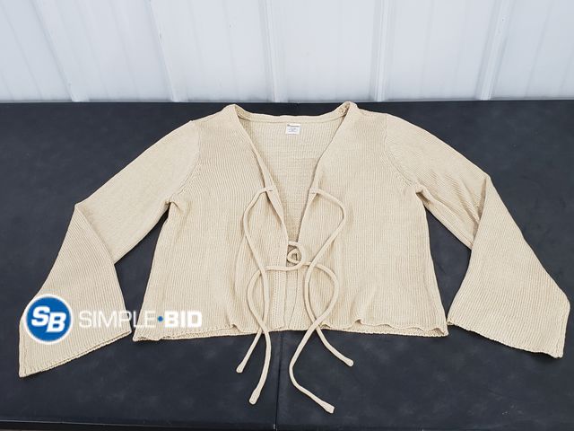 Lot 58-70568 - No Boundaries Beige Color Cardigan with Ties - Size XXL 20 - Appears Unused