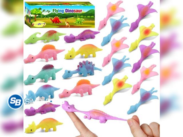 Lot 58-74248 - New 36 Pcs Dinosaur Party Favors, Treasure Box Toys, Pinata Stuffers for Kids | Slingshot Dinosaur F...