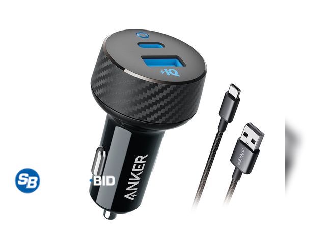 Lot 58-38002 - New Anker Car Charger (27W, 2-Port) with USB-C to USB-A Cable (3ft)