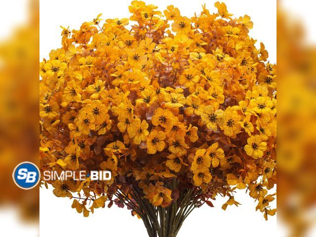 Lot 58-54204 - Grunyia 16 Bundles Artificial Fall Mums Outdoor UV Resistant, Fake Silk Plants No Fade Faux Greenery...