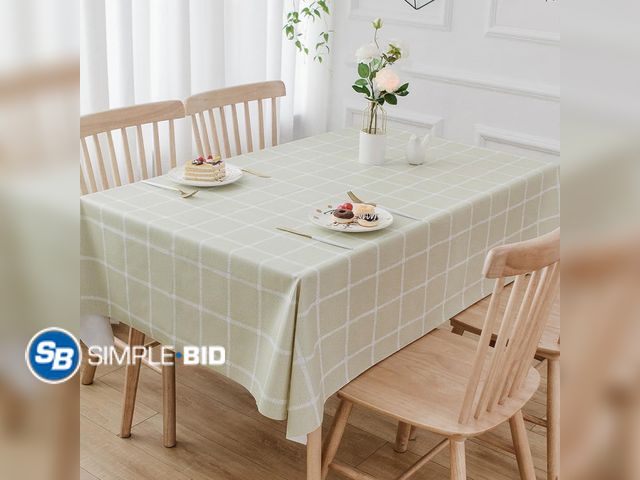 Lot 58-17430 - TruDelve Vinyl Tablecloth Rectangular Sage Green Plastic Tablecloths for Rectangle Tables Outdoor Ta...