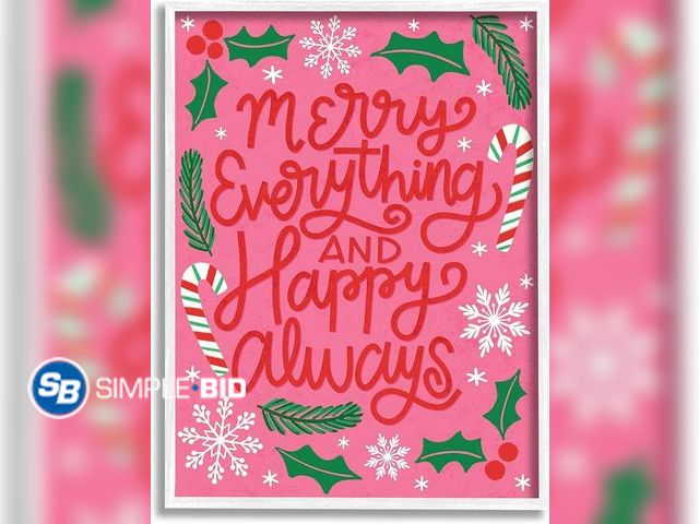 Lot 58-28257 - CHRISTMAS! New Stupell Industries Merry Everything and Happy Always Phrase Candy Cane, Designed by T...