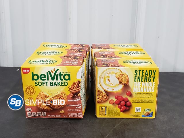 Lot 58-83870 - Lot of (6) BelVita Soft Baked Breakfast Bars, Cinnamon Oat, 5 Packs in each box - unopened - expired