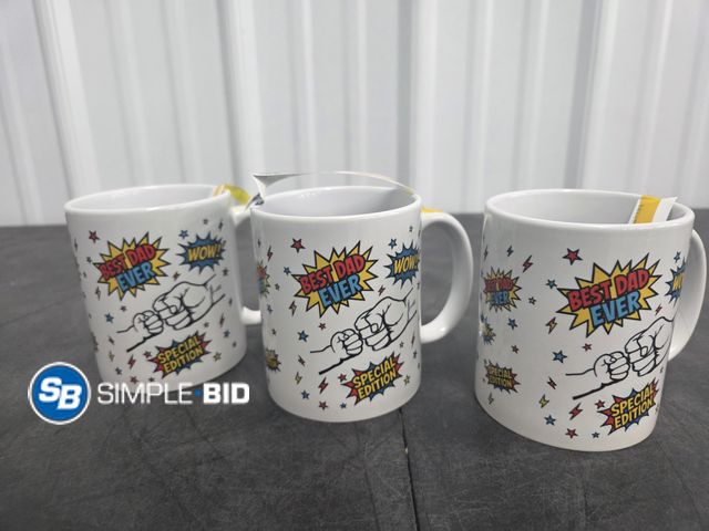 Lot 58-68101 - Lot of (3) New BEST DAD EVER! -- Coffee Mugs