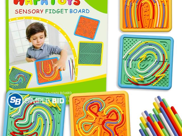Lot 58-52629 - New Sensory Activity Board for Kids &amp; Adults:Double-Sided Stress Relif Sensory Board Toys with 4...