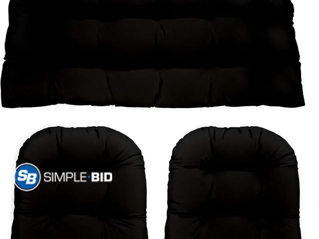 Lot 58-33084 - Decor Indoor Outdoor 3 Piece Tufted Wicker Settee Cushions 1 Loveseat &amp; 2 U-Shape Weather Resist...