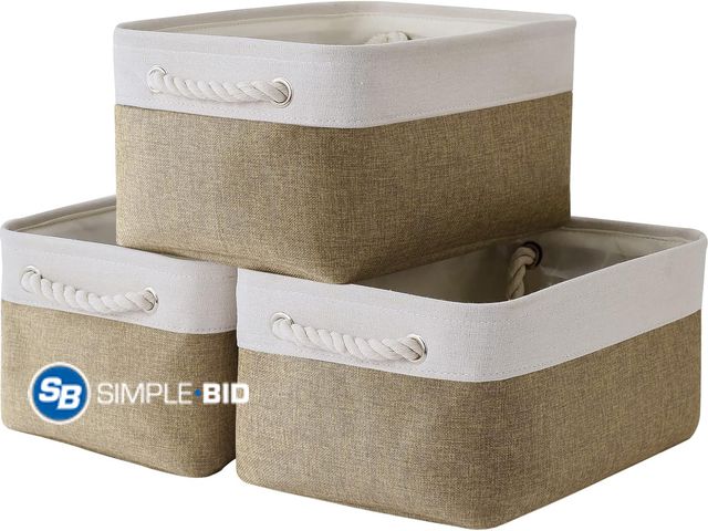 Lot 58-29489 - TheWarmHome Storage Basket for Organizing - 21x16x12 inch Large 3 Pack Collapsible Storage Bin for S...