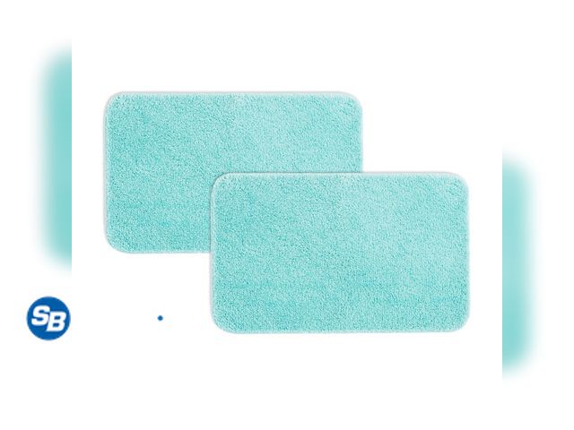Lot 58-27118 - New Mainstays Basic 2-Piece Polyester Bath Rug Set, 20" x 32", Aqua