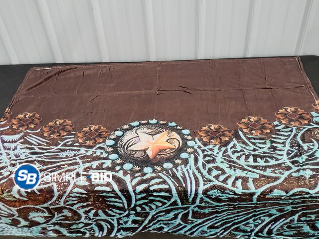 Lot 58-36809 - New Cowboy Cowgirl Western Country Brown Turquoise Teal Fashion Flannel Fleece Blanket Lightweight C...