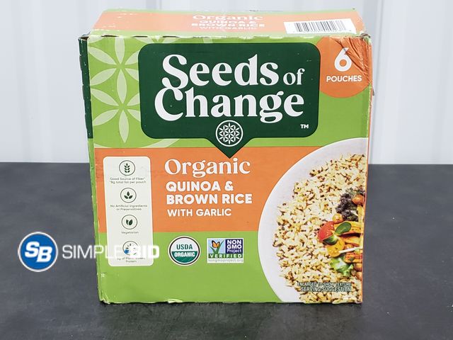 Lot 58-70594 - Seeds of Change Quinoa &amp; Brown Rice with Garlic, 8.5 oz, 6 Ct - unopened - expired