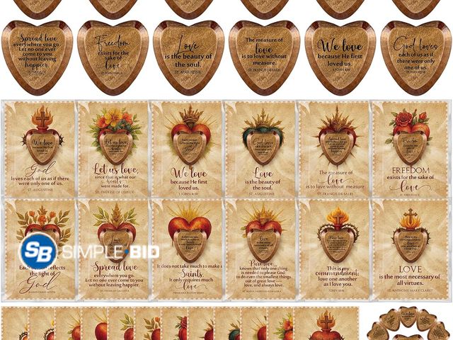 Lot 58-63050 - New Gerrii 60 Set Mothers Day Heart Christian Tokens Gift Jesus Love Wooden Religious Pocket Hugs Ca...