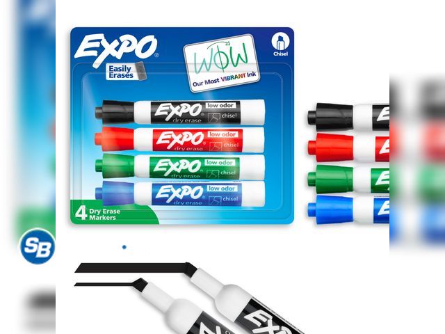Lot 58-36118 - New EXPO Dry Erase Markers, Chisel Tip, Assorted Colors, 4 Count