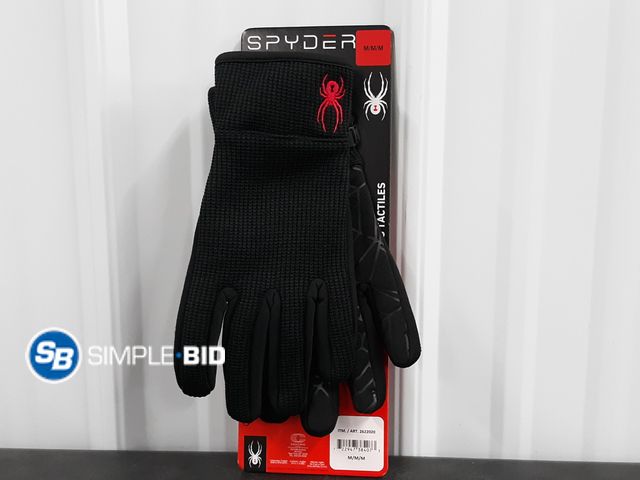 Lot 58-37591 - Spyder gloves.  Men's medium.  Black.  Appear new