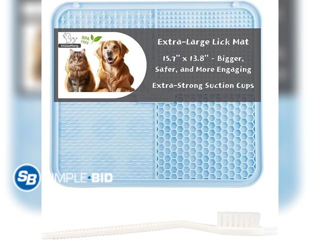 Lot 58-27000 - New Extra-Large Dog Lick Mat (16"x14") – BPA-Free Silicone Slow Feeder with Strong Suction Cups, Dis...