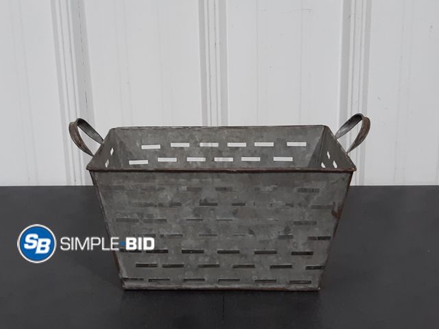 Lot 58-34793 - Galvanized Metal Basket - approx. 12" L - Great for Flowers, Decor Succulents - appears unused