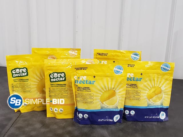 Lot 58-75796 - Lot of (6) Core Nectar + 100% Lemon Electrolyte 10 Sticks in each package - unopened - expired