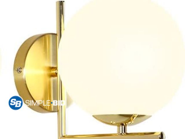 Lot 58-60479 - White Ball Wall Lamp, Metal Candlestick Wall Sconce with White Glass Ball Lampshade, Bedside Wall Li...