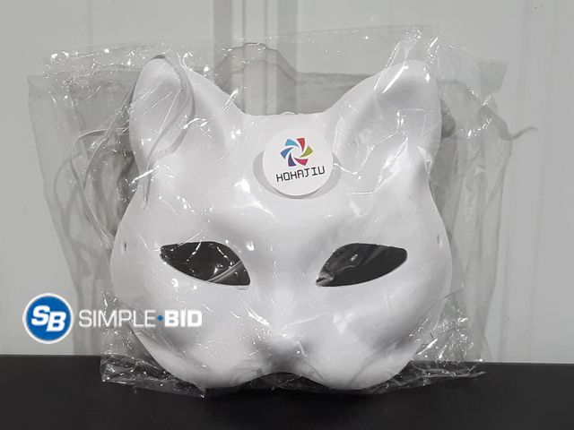 Lot 58-21338 - Lot of (3) New Fox Mask White Blank Paintable Face Mask for DIY Cosplay Masquerade Parties Prop Hall...