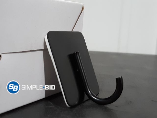 Lot 58-26265 - DocRok Adhesive Towel Hooks - Black - 6 Pack