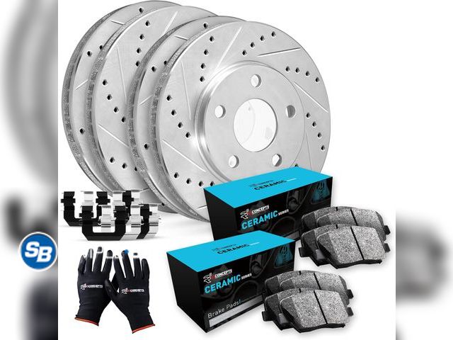 Lot 58-41804 - R1 Concepts Front and Rear Brake Kit For 2009-2014 Acura TSX, 2008-2012 Honda Accord| Drilled Slotte...