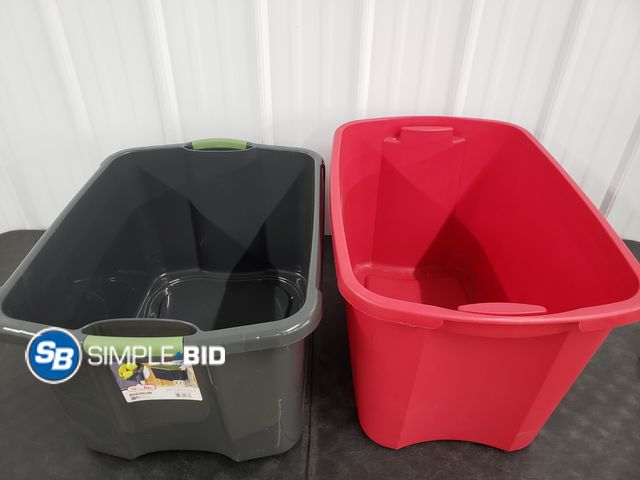 Lot 58-56900 - Lot of (2) Sterilite storage totes - does not come with lids - light use
