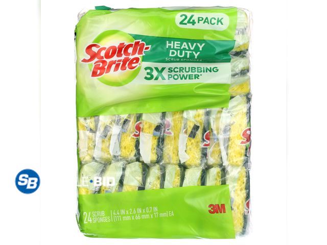 Lot 58-68744 - New Scotch-Brite Scrub Sponges Heavy Duty Yellow 24 Count