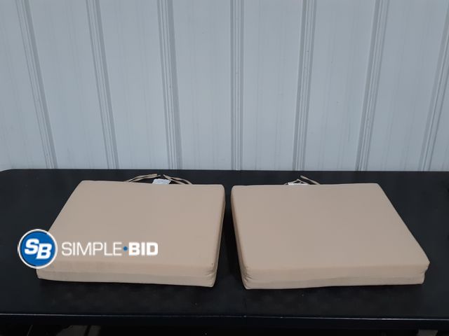 Lot 58-35337 - Lot of (2) Beige Chair Cushions 18.5" x 3" x 16", Waterproof / Fade Resistant