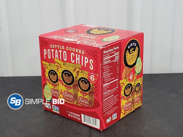 Lot 58-73263 - Siete Kettle Cooked Potato Chips - 6 1.5 bags - unopened - expired