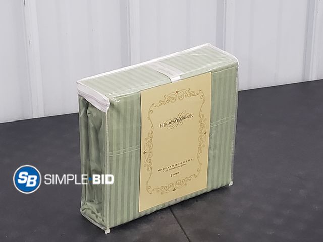 Lot 58-68574 - Highgate Manor Morgan Stripe Sheet Set 550 Thread Count Pima - Queen Size - New